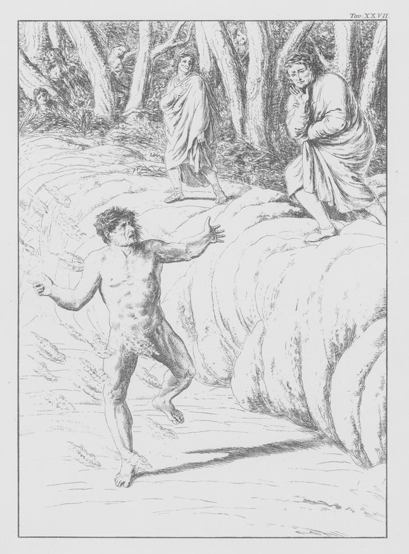 Divina Comedia de Dante, Infierno, lámina XXVII (litografía) de Bernhard Schuler