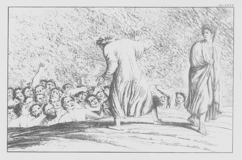 Divina Comedia de Dante, Infierno, lámina XXVI (litografía) de Bernhard Schuler