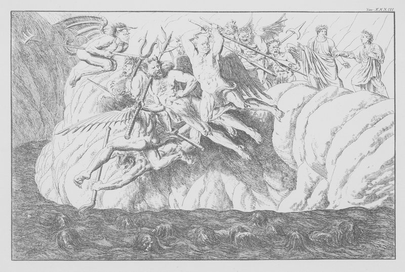 Divina Comedia de Dante, Infierno, lámina XXXIII (litografía) de Bernhard Schuler