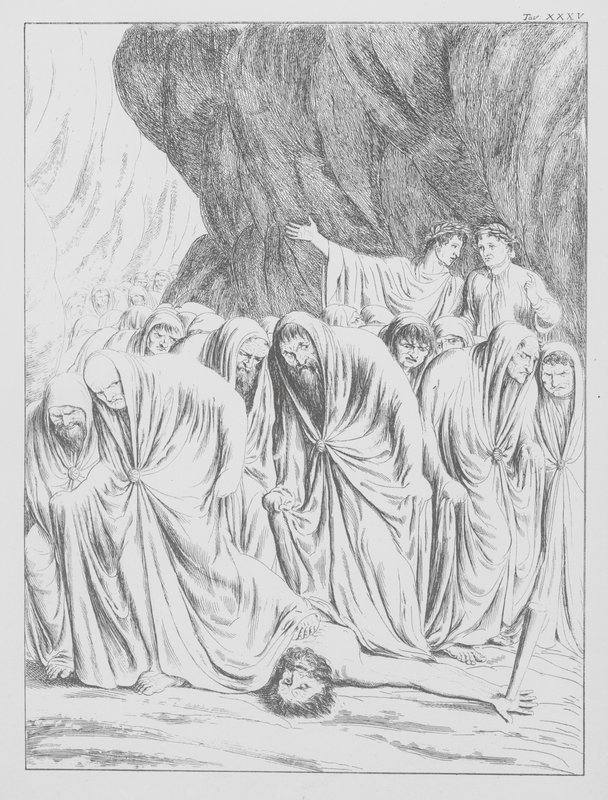 Divina Comedia de Dante, Infierno, lámina XXXV (litografía) de Bernhard Schuler