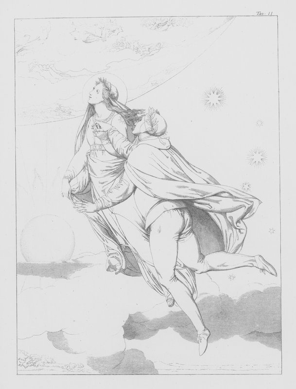 Divina Comedia de Dante, Paradiso (Cielo), Lámina II (litografía) de Bernhard Schuler