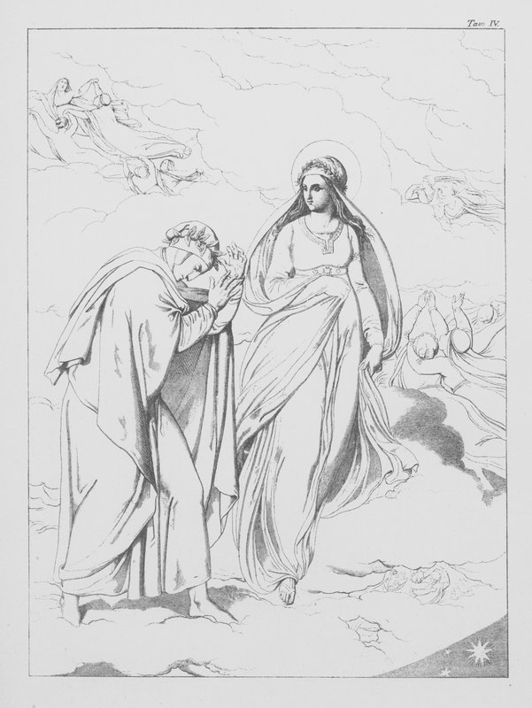 Divina Comedia de Dante, Paradiso (Cielo), Lámina IV (litografía) de Bernhard Schuler