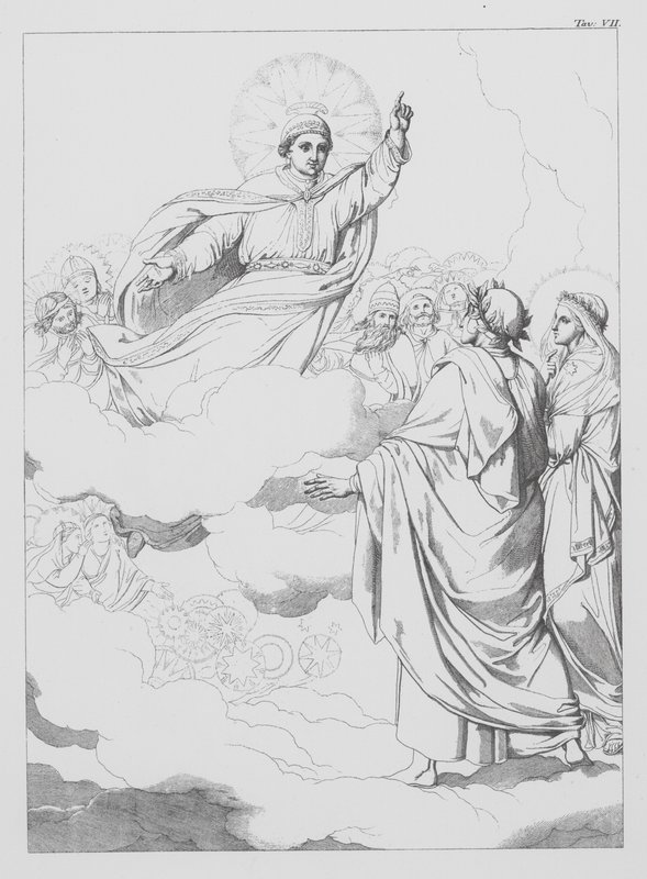 Divina Comedia de Dante, Paradiso (Cielo), Lámina VII (litografía) de Bernhard Schuler