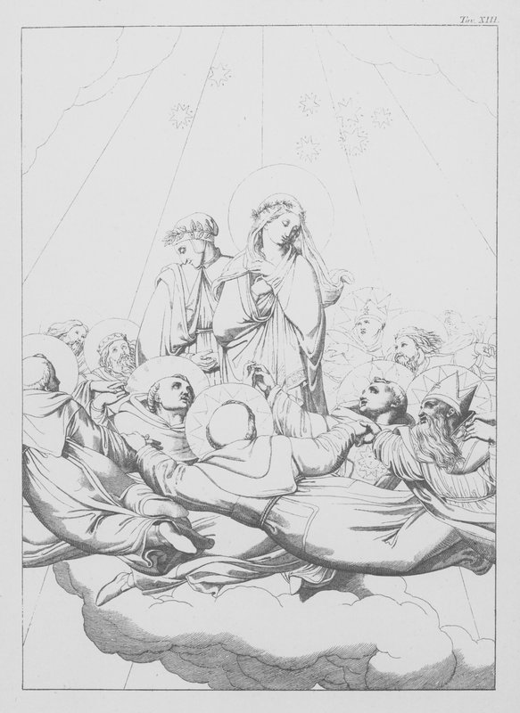 Divina Comedia de Dante, Paradiso (Cielo), Lámina XIII (litografía) de Bernhard Schuler