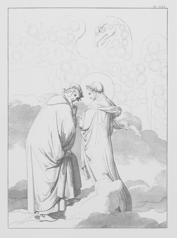Divina Comedia de Dante, Paradiso (Cielo), Lámina XXI (litografía) de Bernhard Schuler