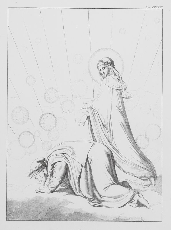 Divina Comedia de Dante, Paradiso (Cielo), Lámina XXXVIII (litografía) de Bernhard Schuler