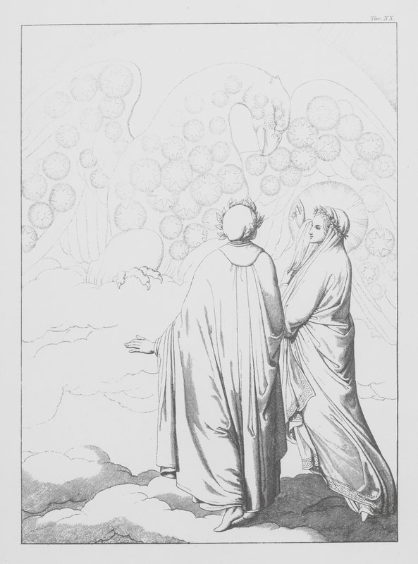 Divina Comedia de Dante, Paradiso (Cielo), Lámina XX (litografía) de Bernhard Schuler