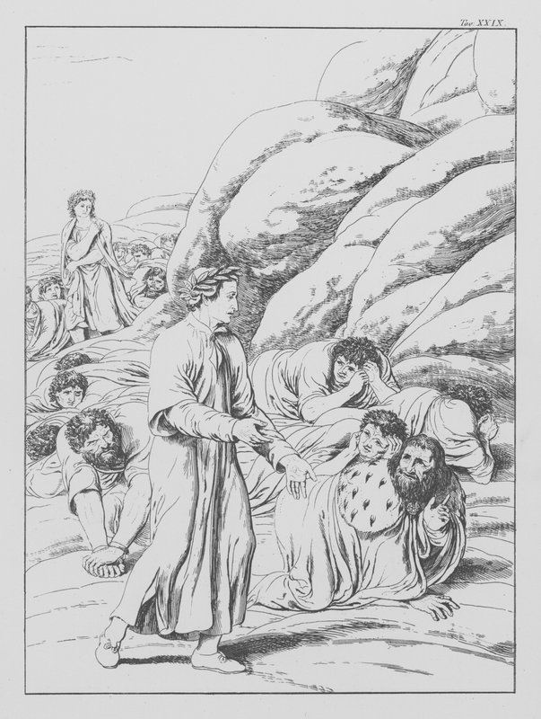 Divina Comedia de Dante, Purgatorio, Lámina XXIX (litografía) de Bernhard Schuler