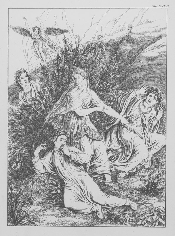 Divina Comedia de Dante, Purgatorio, lámina XXVII (litografía) de Bernhard Schuler