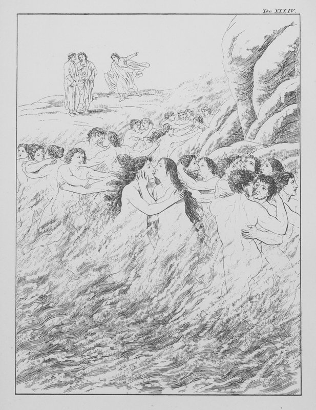Divina Comedia de Dante, Purgatorio, Lámina XXXIV (litografía) de Bernhard Schuler