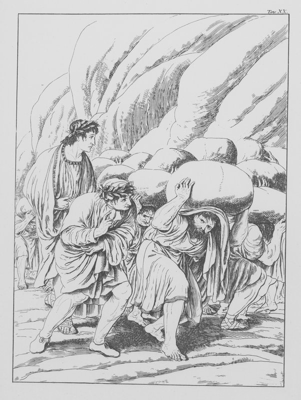 Divina Comedia de Dante, Purgatorio, Lámina XX (litografía) de Bernhard Schuler
