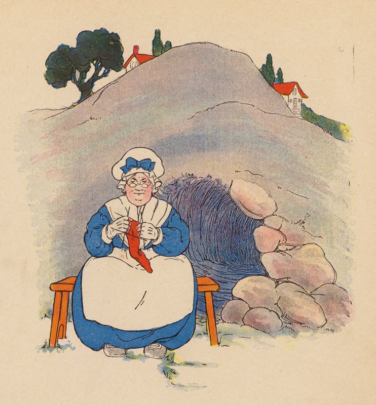 Canción infantil: La vieja bajo la colina (litografía en color) de Blanche Fisher Wright