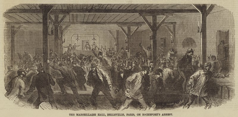 El Salón de la Marsellesa, Belleville, París, en el Arresto de Rochefort de Burn Smeeton
