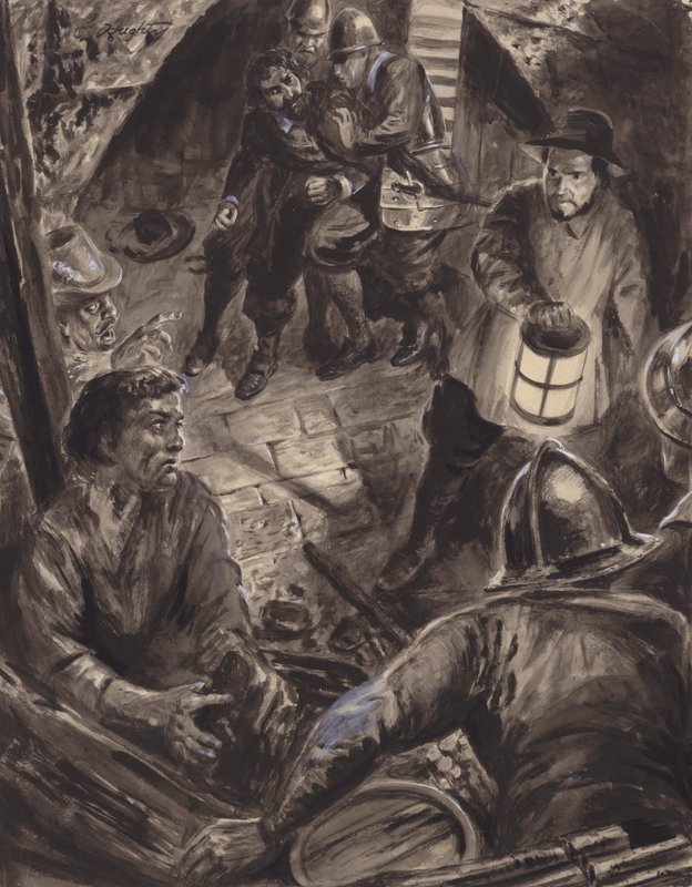 Arresto de Guy Fawkes y sus cómplices (gouache sobre papel) de C.L. Doughty