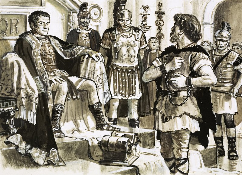 Caractacus se enfrenta al emperador Claudio de C.L. Doughty
