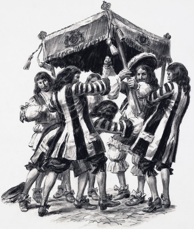 Coronación de Carlos II (gouache sobre papel) de C.L. Doughty