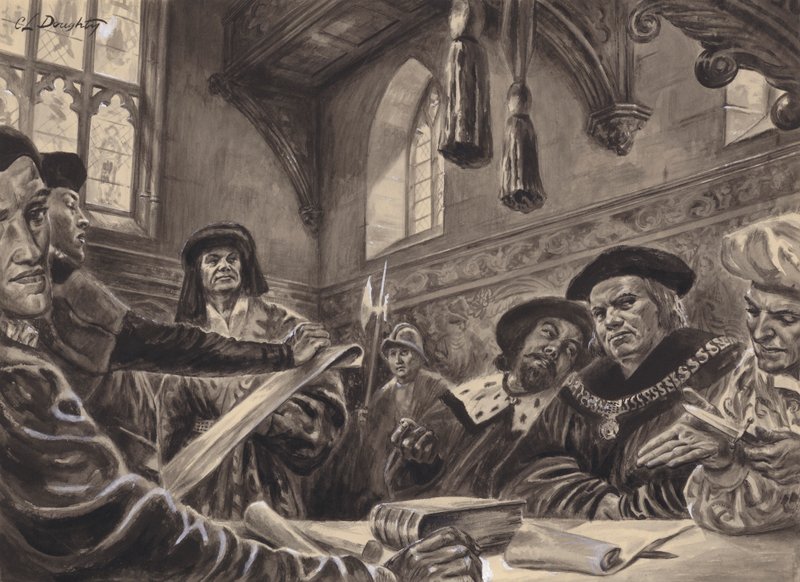 Tribunal de la Cámara de las Estrellas (gouache sobre papel) de C.L. Doughty