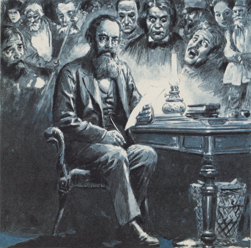 Dostoievski (litografía en color) de C.L. Doughty