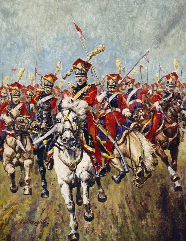 Carga de caballería francesa (óleo sobre lienzo) de C.L. Doughty