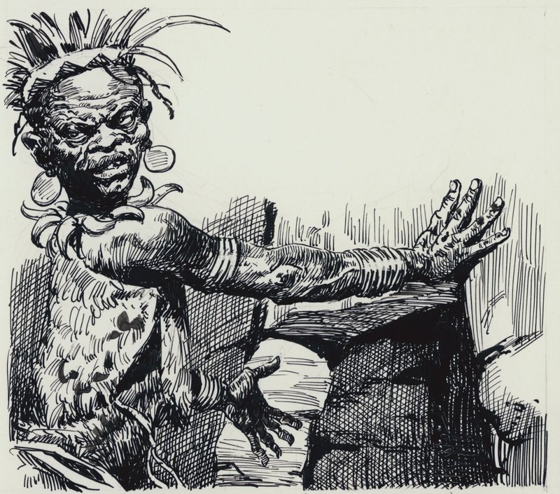 Ilustración para King Solomons Mines (gouache sobre papel) de C.L. Doughty