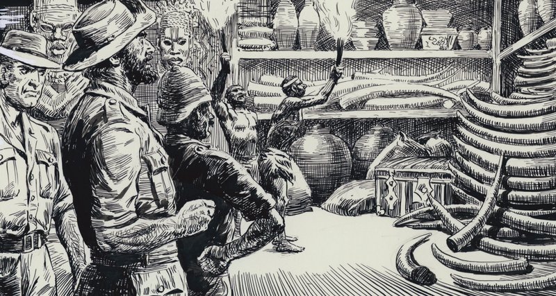 Ilustración para King Solomons Mines (gouache sobre papel) de C.L. Doughty