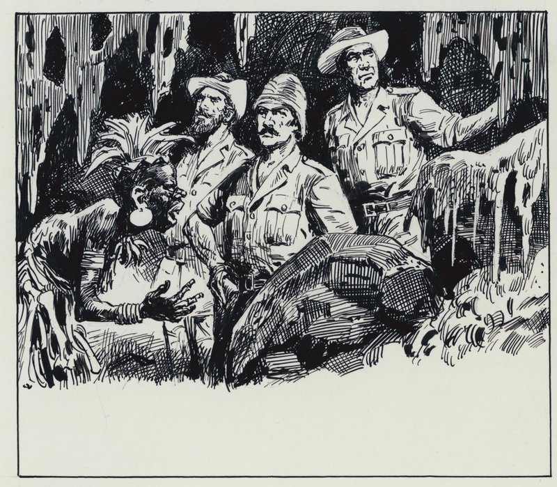Ilustración para King Solomons Mines (gouache sobre papel) de C.L. Doughty