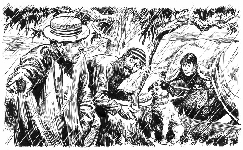 Ilustración para Three Men In A Boat de Jerome K Jerome (pluma y tinta) de C.L. Doughty