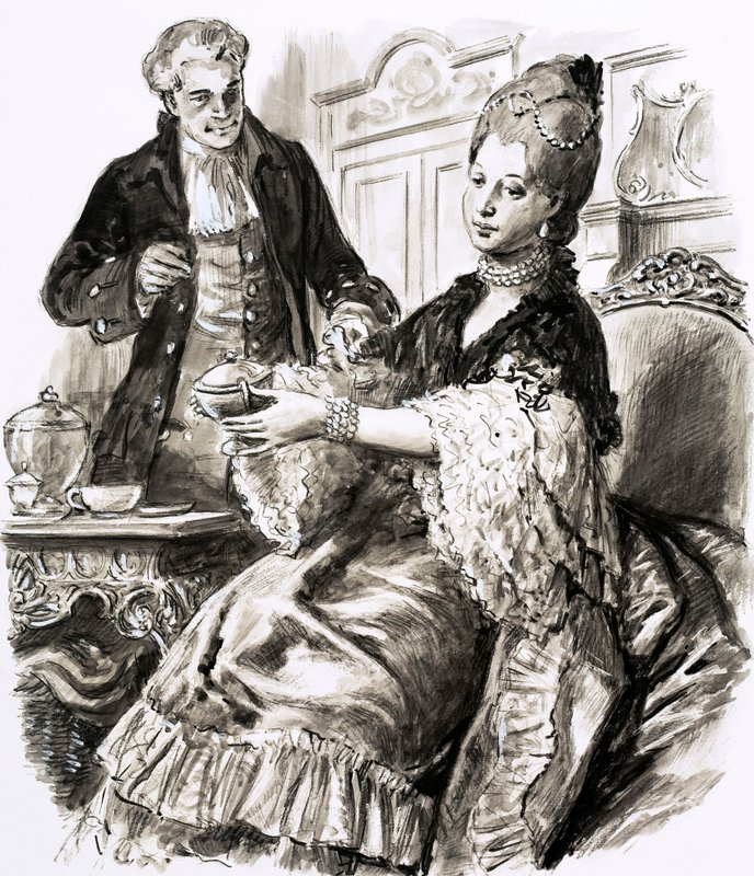 Josiah Wedgwood con la reina Carlota (gouache sobre papel) de C.L. Doughty