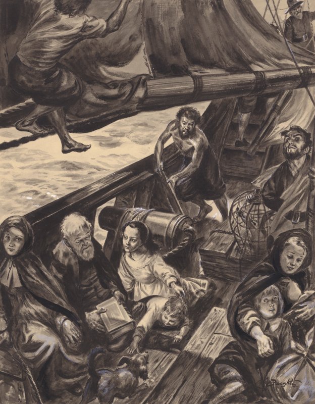 Viaje del Mayflower (gouache sobre papel) de C.L. Doughty