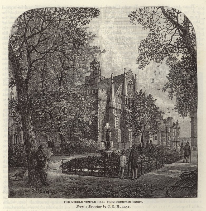 Middle Temple Hall desde Fountain Court de C.O. Murray