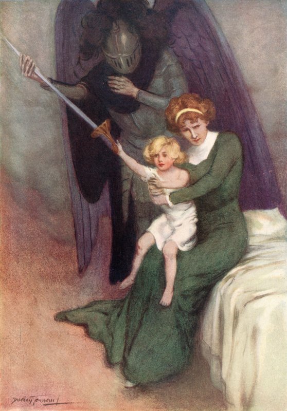 La mujer y la guerra (litografía en color) de C. Dudley (after) Tennant