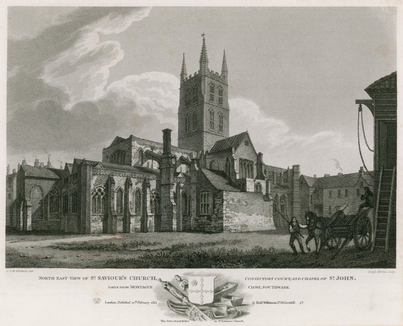 Vista noreste de la Iglesia de San Salvador, Tribunal Consistorial y Capilla de San Juan de C. John Mayle Whichelo