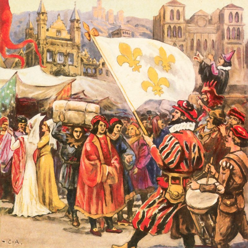 Feria de Lyon en el sureste de Francia (litografía en color realzada) de Carl Arriens