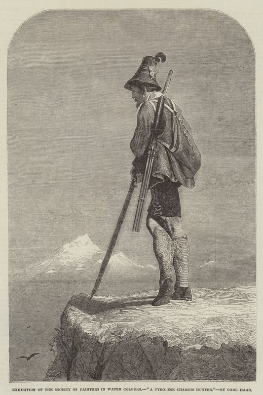Exposición de la Sociedad de Pintores en Acuarela, Un cazador de rebecos tirolés de Carl Haag