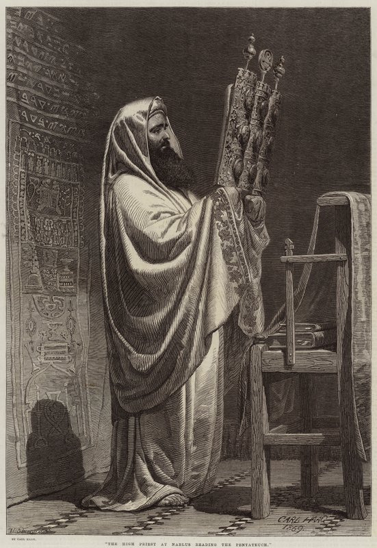 El Sumo Sacerdote en Nablus leyendo el Pentateuco de Carl Haag