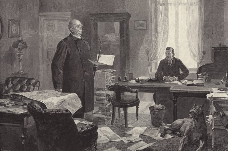 Bismarck dictando sus memorias (grabado) de Carl Ludwig Friedrich Becker