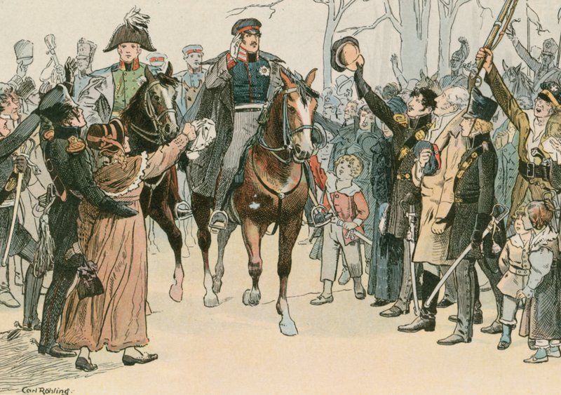 Federico Guillermo III, Rey de Prusia (1770-1840), dirigiéndose al público en Wroclaw en marzo de 1813 de Carl Rohling