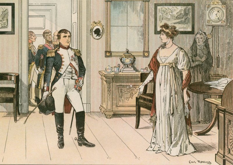 La Reina Luisa de Prusia (1776-1810) y Napoleón I (1769-1821) en Tilsit en 1807 durante la firma del segundo tratado de Tilsit de Carl Rohling