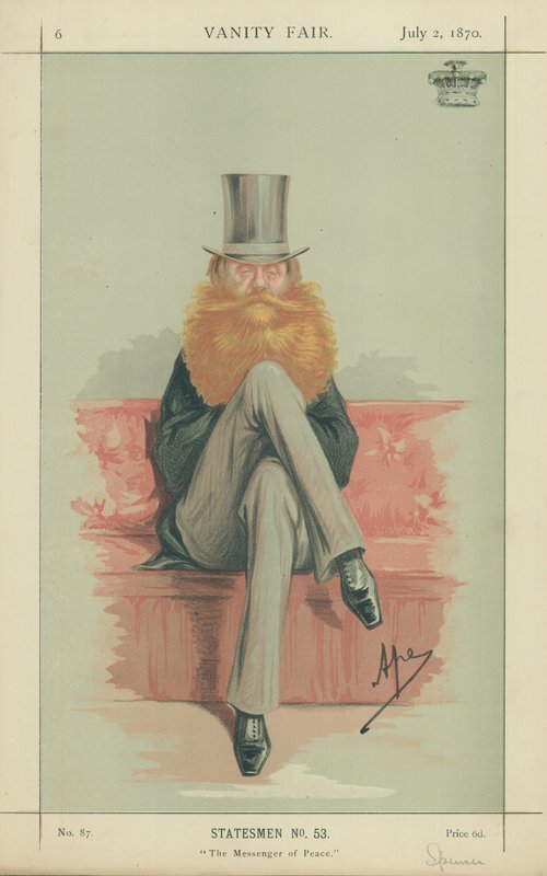 Earl Spencer, El Mensajero de la Paz, 2 de julio de 1870, caricatura de Vanity Fair de Carlo Pellegrini