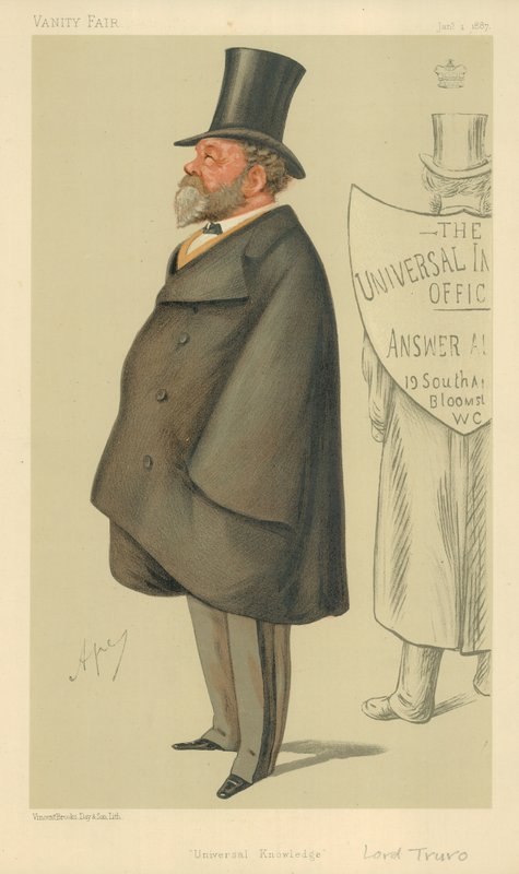 Lord Truro, Conocimiento Universal, 1 de enero de 1887, caricatura de Vanity Fair de Carlo Pellegrini