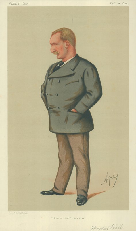 Sr. Matthew Webb, Nadó el Canal, 9 de octubre de 1875, caricatura de Vanity Fair de Carlo Pellegrini