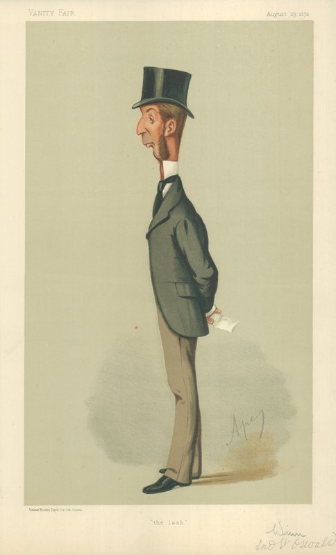 Mr. Rowland Winn, El látigo, 29 de agosto de 1874, caricatura de Vanity Fair de Carlo Pellegrini