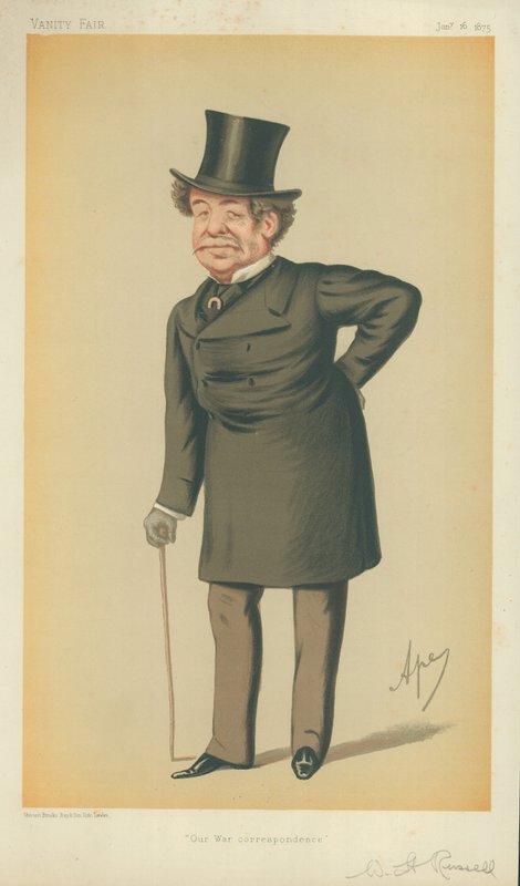 Mr William Howard Russell, nuestro corresponsal de guerra, 16 de enero de 1875, caricatura de Vanity Fair de Carlo Pellegrini