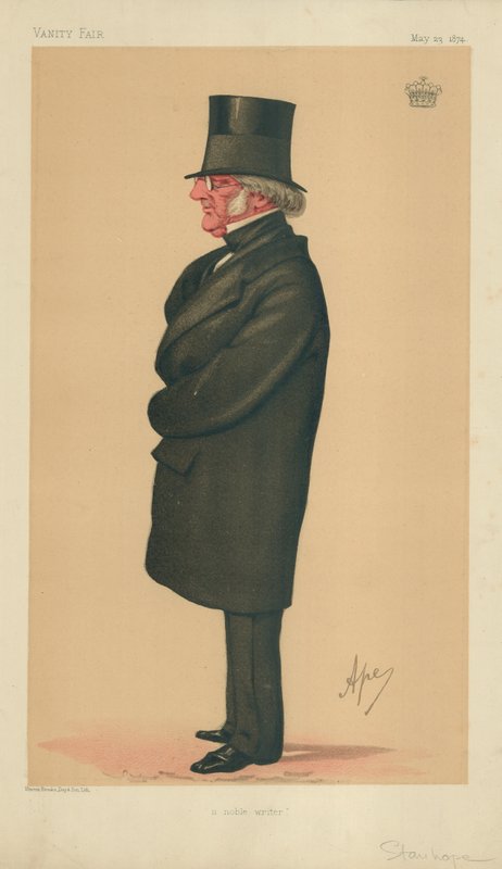 Philip-Henry Stanhope Stanhope, Un Noble Escritor, 23 de mayo de 1874, caricatura de Vanity Fair de Carlo Pellegrini