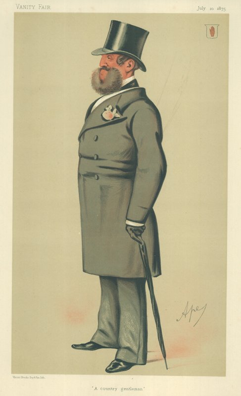 Sir Henry Josias Stracey, un caballero rural, 10 de julio de 1875, caricatura de Vanity Fair de Carlo Pellegrini