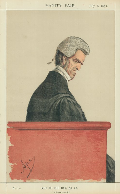 Sir John George Shaw-Lefevre, La Reyne le veult, 1 de julio de 1871, caricatura de Vanity Fair de Carlo Pellegrini