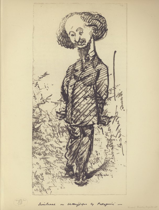 Swinburne en papel secante (caricatura del autor inglés Algernon Charles Swinburne) de Carlo Pellegrini