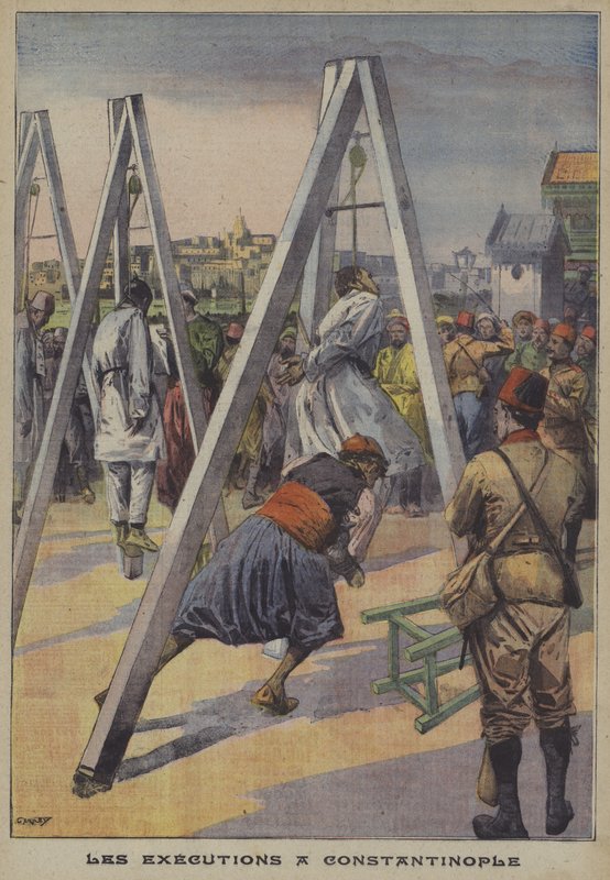 Ejecuciones de participantes en el contragolpe otomano de 1909 en Constantinopla de Carrey