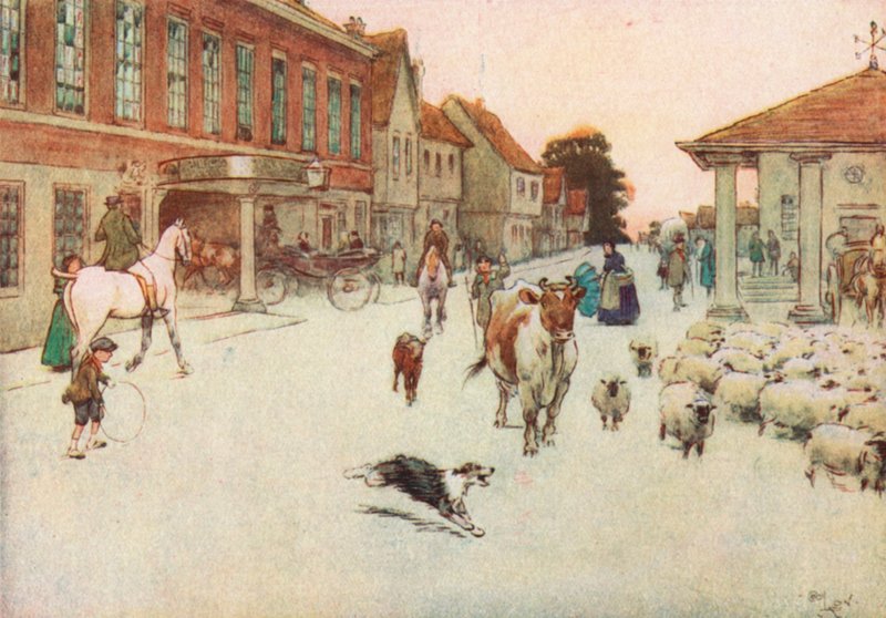 Cuando el sol se estaba poniendo... Nos detuvimos en el Hotel Principal en la Plaza del Mercado de Cecil Charles Windsor Aldin