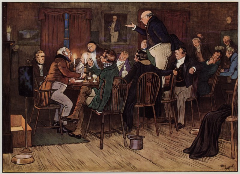 Ilustración para Los Papeles Póstumos del Club Pickwick de Cecil Aldin de Cecil Charles Windsor Aldin